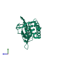 PDB entry 3b02 coloured by chain, side view.
