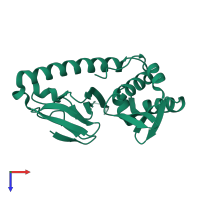 PDB entry 3b02 coloured by chain, top view.