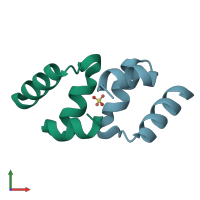 PDB entry 3b0f coloured by chain, front view.