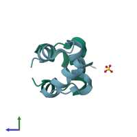 PDB entry 3b0f coloured by chain, side view.