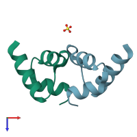 PDB entry 3b0f coloured by chain, top view.