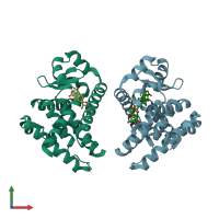 PDB entry 3b0w coloured by chain, front view.