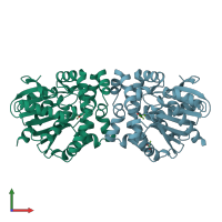 PDB entry 3b12 coloured by chain, front view.