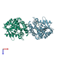 PDB entry 3b12 coloured by chain, top view.