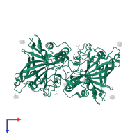 Carbonic anhydrase 1 in PDB entry 3b1b, assembly 1, top view.