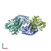 PDB entry 3b1d coloured by chain, front view.