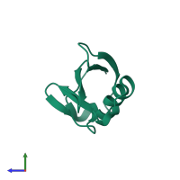 PDB entry 3b1l coloured by chain, side view.