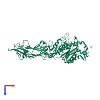 PDB entry 3b1t coloured by chain, top view.