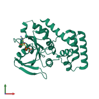 PDB entry 3b1y coloured by chain, front view.