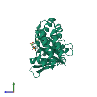 PDB entry 3b1y coloured by chain, side view.