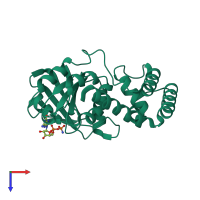 PDB entry 3b1y coloured by chain, top view.