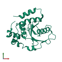 PDB entry 3b21 coloured by chain, front view.