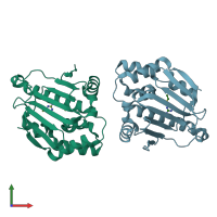 PDB entry 3b24 coloured by chain, front view.