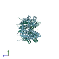 PDB entry 3b24 coloured by chain, side view.