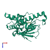 PDB entry 3b25 coloured by chain, top view.