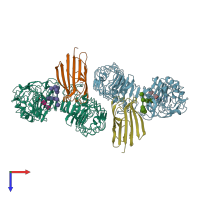 PDB entry 3b2d coloured by chain, top view.