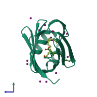 PDB entry 3b2h coloured by chain, side view.