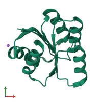 PDB entry 3b2n coloured by chain, front view.