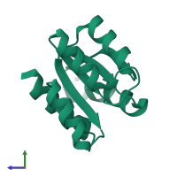 PDB entry 3b2n coloured by chain, side view.