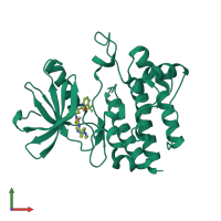 PDB entry 3b2w coloured by chain, front view.