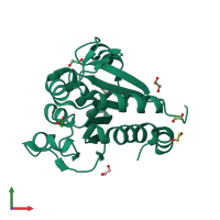 PDB entry 3b38 coloured by chain, front view.