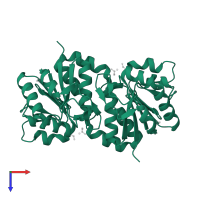 Parkinson disease protein 7 in PDB entry 3b3a, assembly 1, top view.