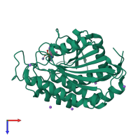 PDB entry 3b3c coloured by chain, top view.