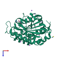 PDB entry 3b3s coloured by chain, top view.