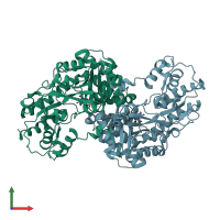 PDB entry 3b46 coloured by chain, front view.