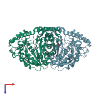 PDB entry 3b46 coloured by chain, top view.