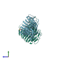 PDB entry 3b4n coloured by chain, side view.