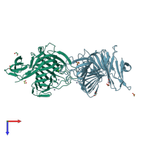 PDB entry 3b4n coloured by chain, top view.