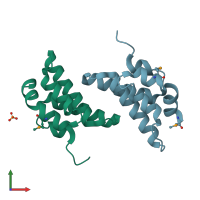 PDB entry 3b4q coloured by chain, front view.