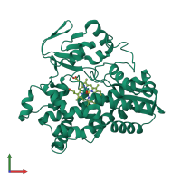 PDB entry 3b4x coloured by chain, front view.