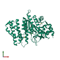 PDB entry 3b55 coloured by chain, front view.
