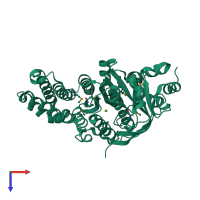PDB entry 3b55 coloured by chain, top view.