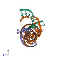 PDB entry 3b58 coloured by chain, side view.