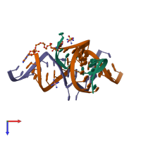 PDB entry 3b58 coloured by chain, top view.