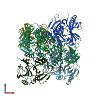 PDB entry 3b59 coloured by chain, front view.