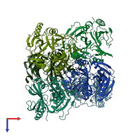 PDB entry 3b59 coloured by chain, top view.