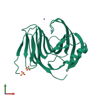 PDB entry 3b5l coloured by chain, front view.
