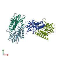 PDB entry 3b5m coloured by chain, front view.