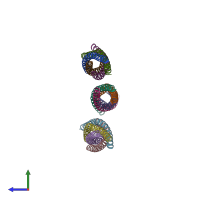 PDB entry 3b5n coloured by chain, side view.