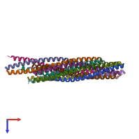 PDB entry 3b5n coloured by chain, top view.