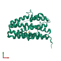 PDB entry 3b5o coloured by chain, front view.