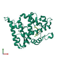 Monomeric assembly 1 of PDB entry 3b5r coloured by chemically distinct molecules, front view.