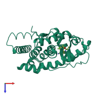 PDB entry 3b5r coloured by chain, top view.