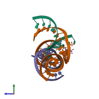 PDB entry 3b5s coloured by chain, side view.