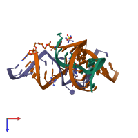 PDB entry 3b5s coloured by chain, top view.