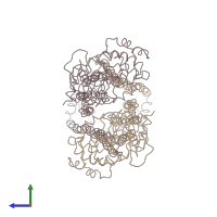 PDB entry 3b5x coloured by chain, side view.